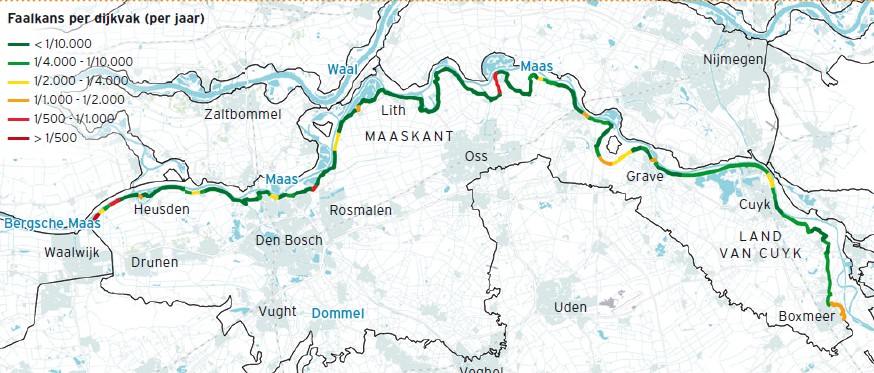 Failure probability of the dike sections in dike 36